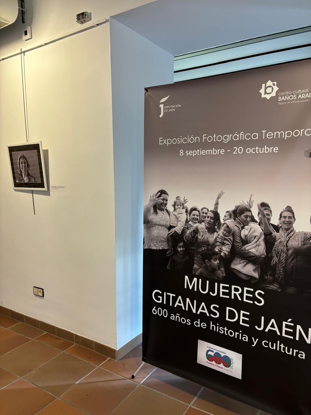 Fotografía de exposición en el Centro Cultural Baños Árabes de Jaén, mostrando una obra contemporánea en sala patrimonial con iluminación tenue.